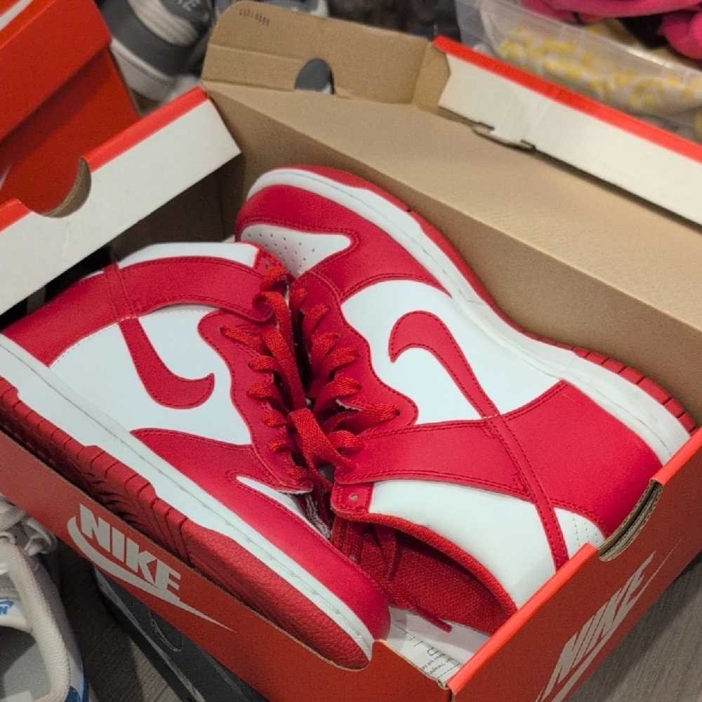 Nike Kids Red and White High-Top Sneakers